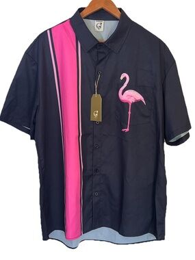 Hardaddy Men’s Flamingo Button-Down Retro Shirt Size XL NWT
